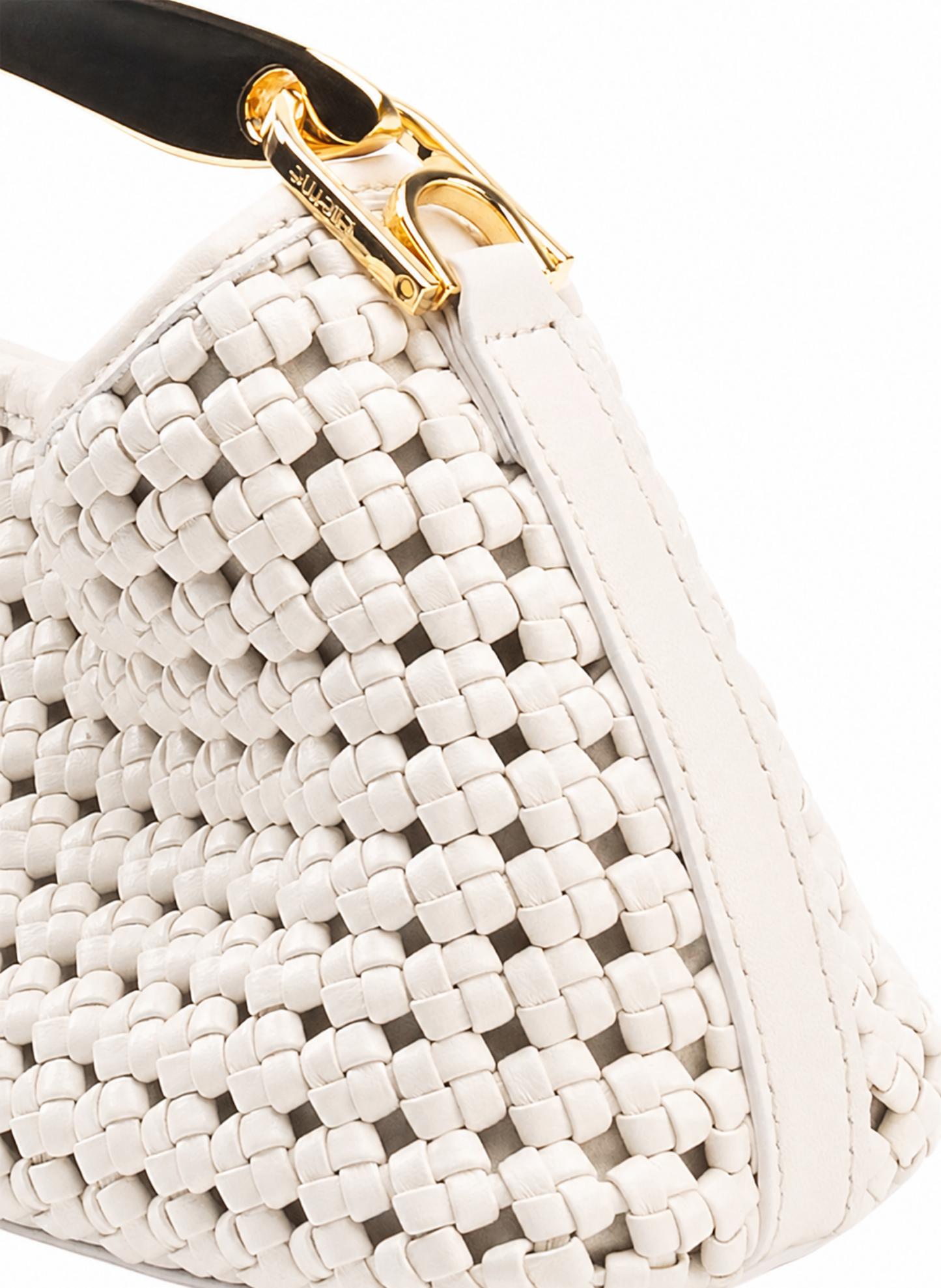 Mini Boomerang Woven Leather Ivory