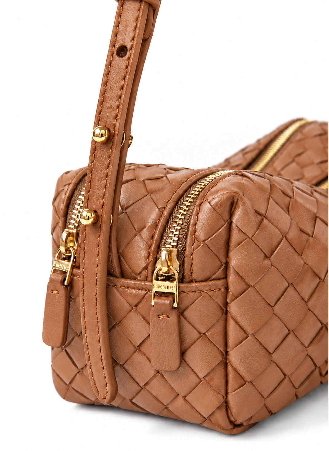 Mini Trousse Woven Leather Cognac