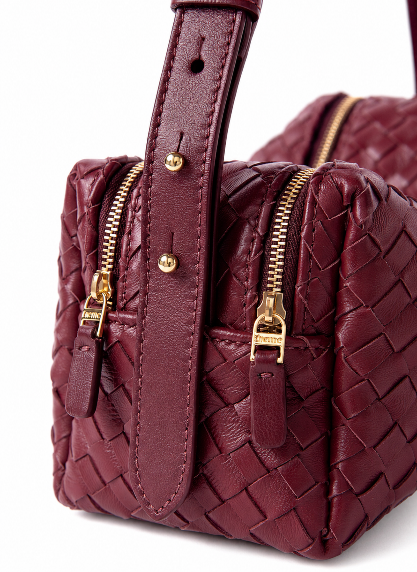 Trousse Woven Leather Burgundy