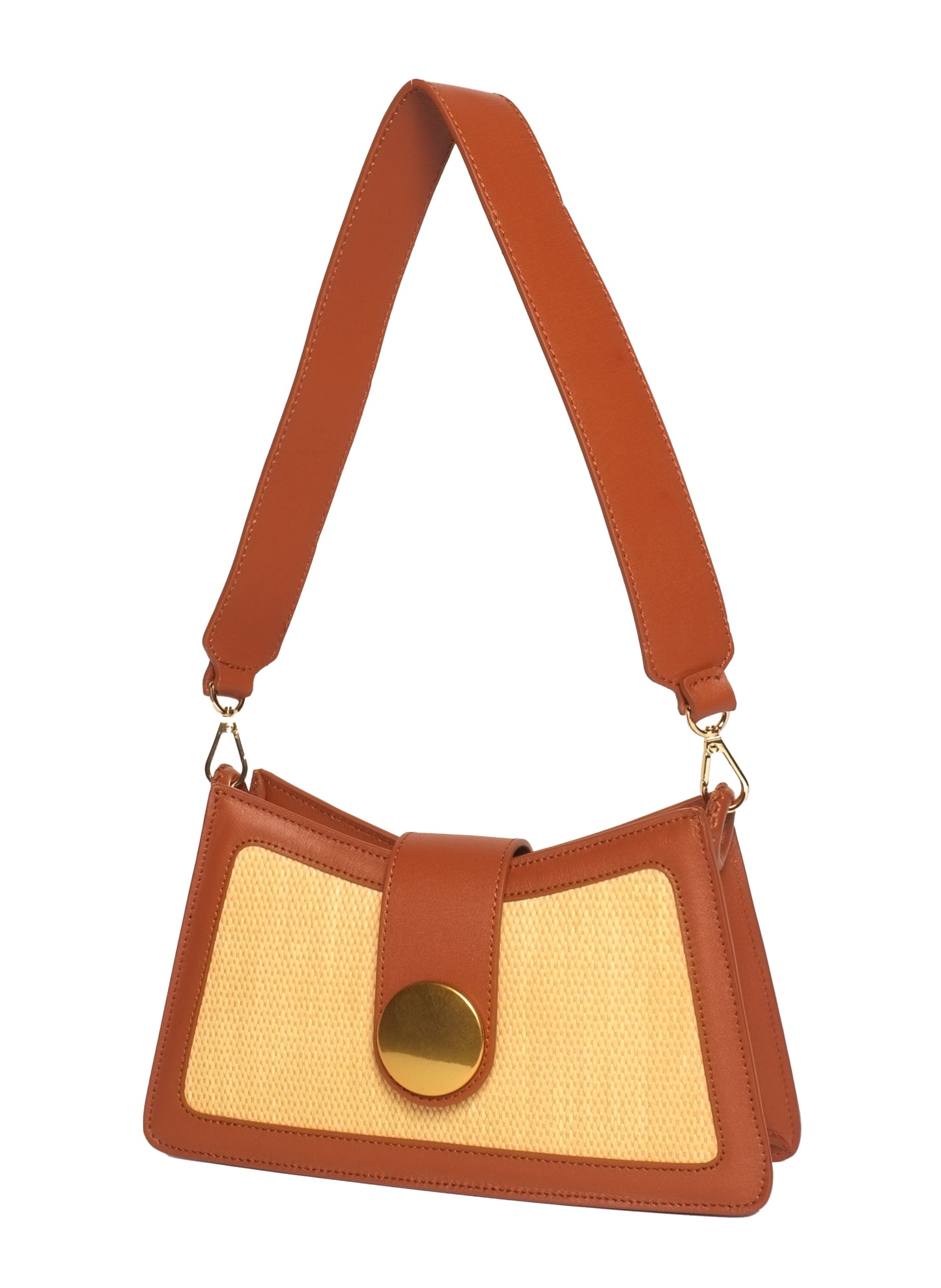 Buckle Shoulder Bag Raffia Naturale/Volcano