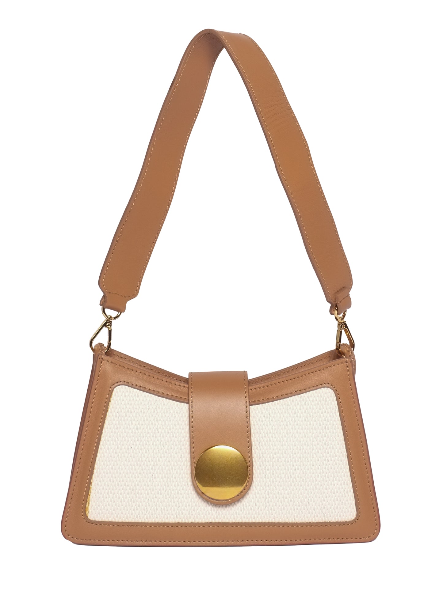 Buckle Shoulder Bag Raffia White/Camel