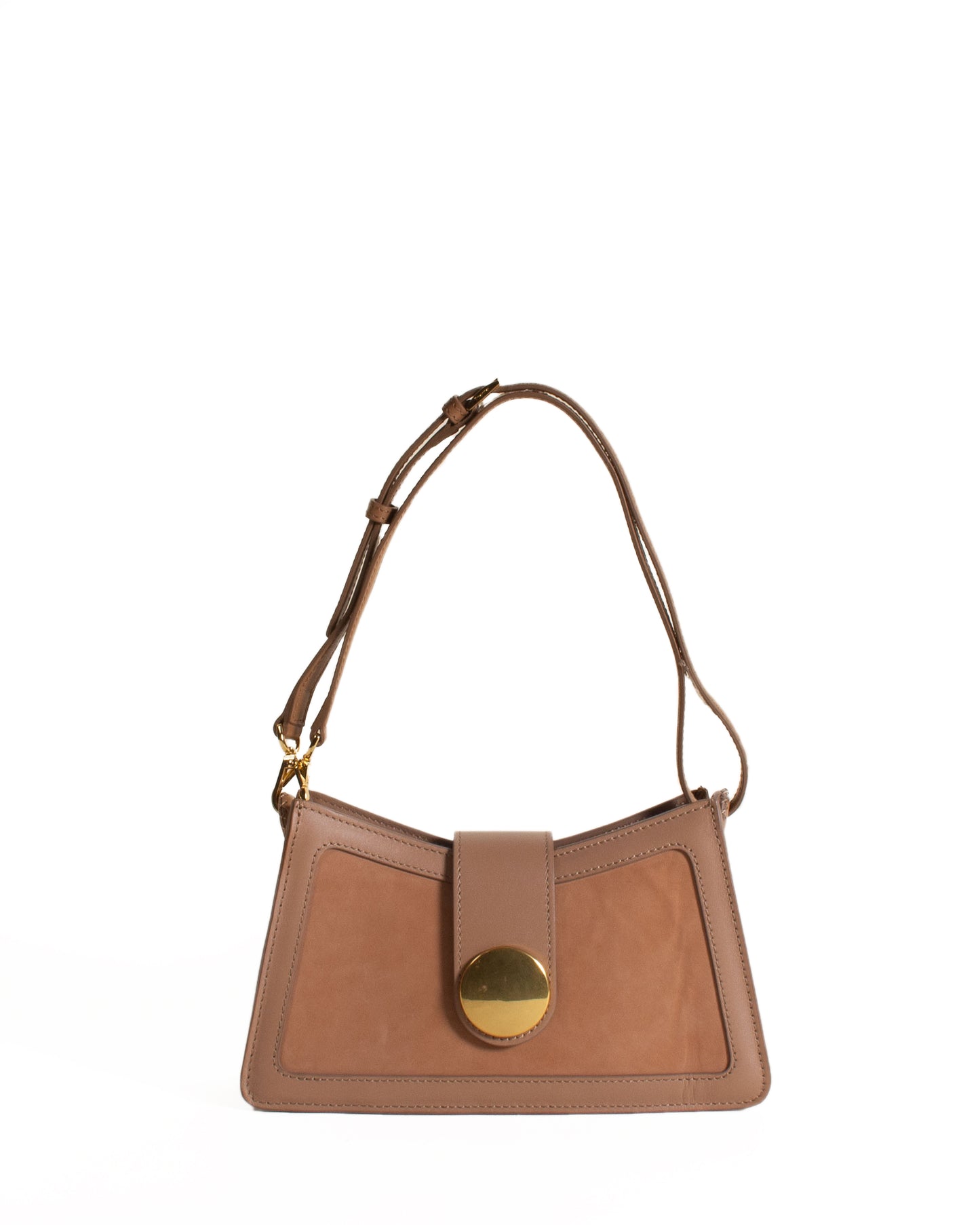 Buckle Shoulder Bag Nubuck/Leather Tan/Camel