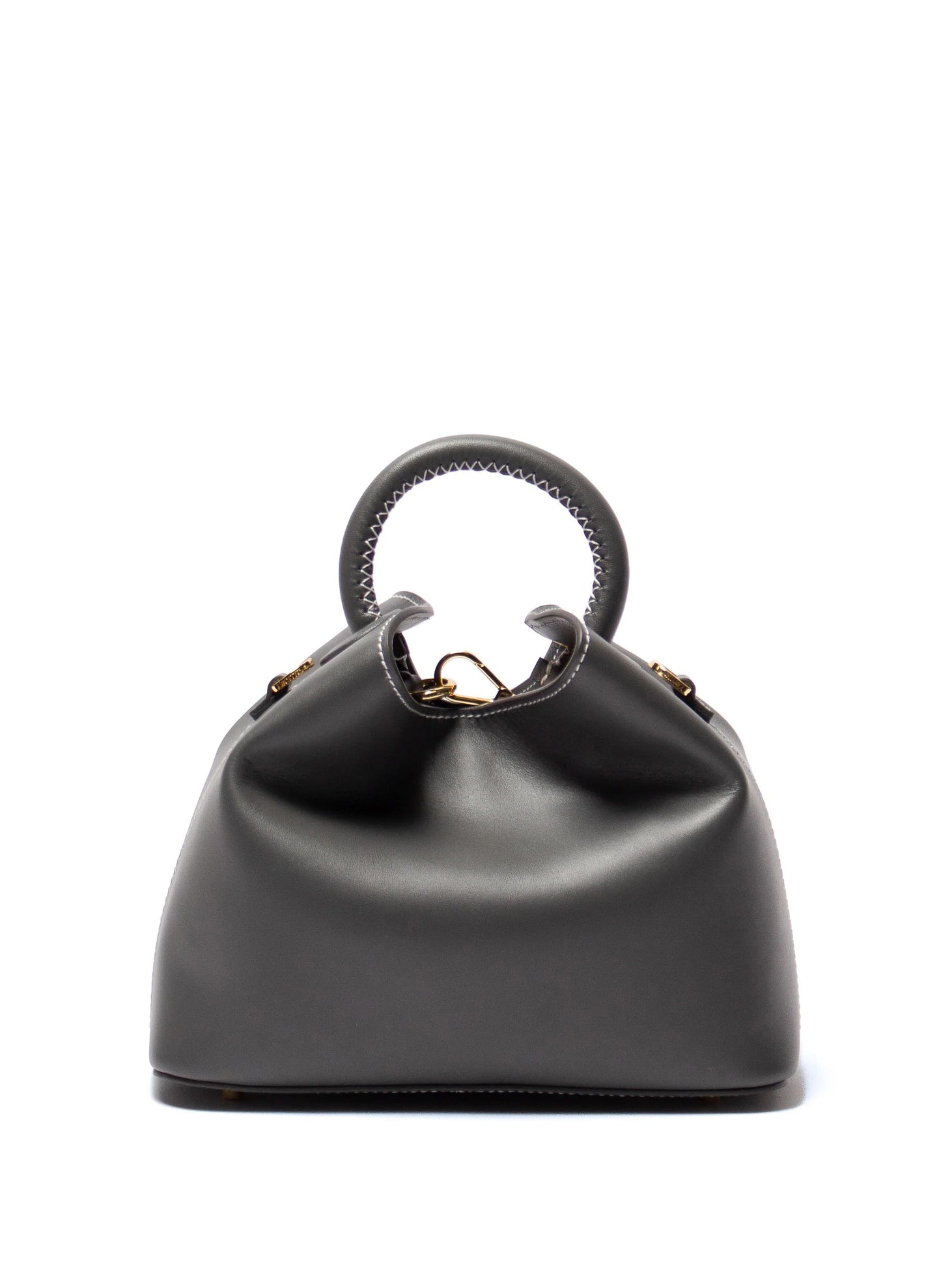 Baozi Leather Charcoal Grey/White Stitches