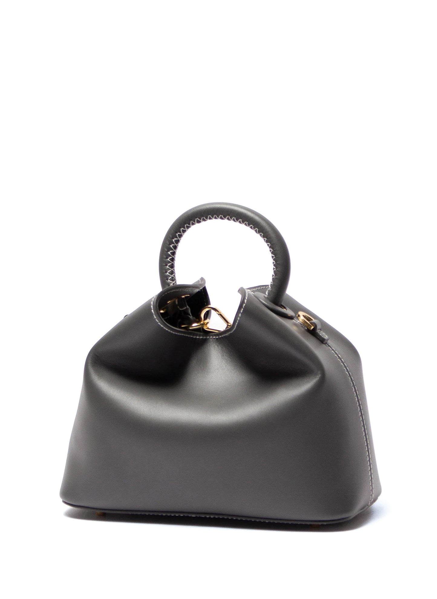 Baozi Leather Charcoal Grey/White Stitches