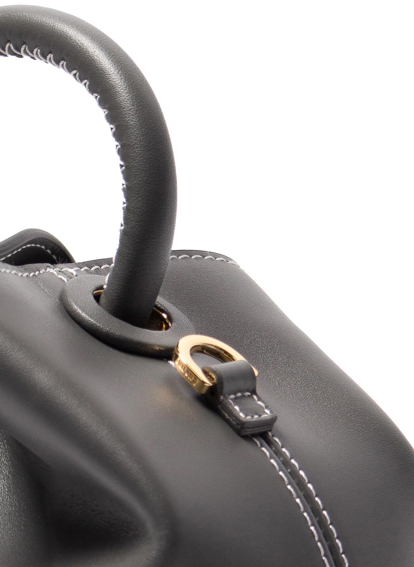 Baozi Leather Charcoal Grey/White Stitches