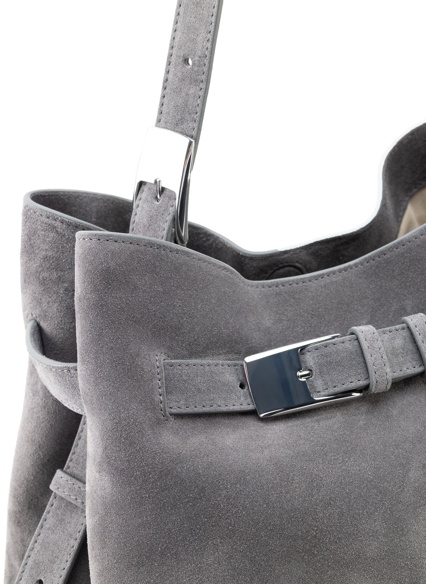 Sac à ceinture en daim gris