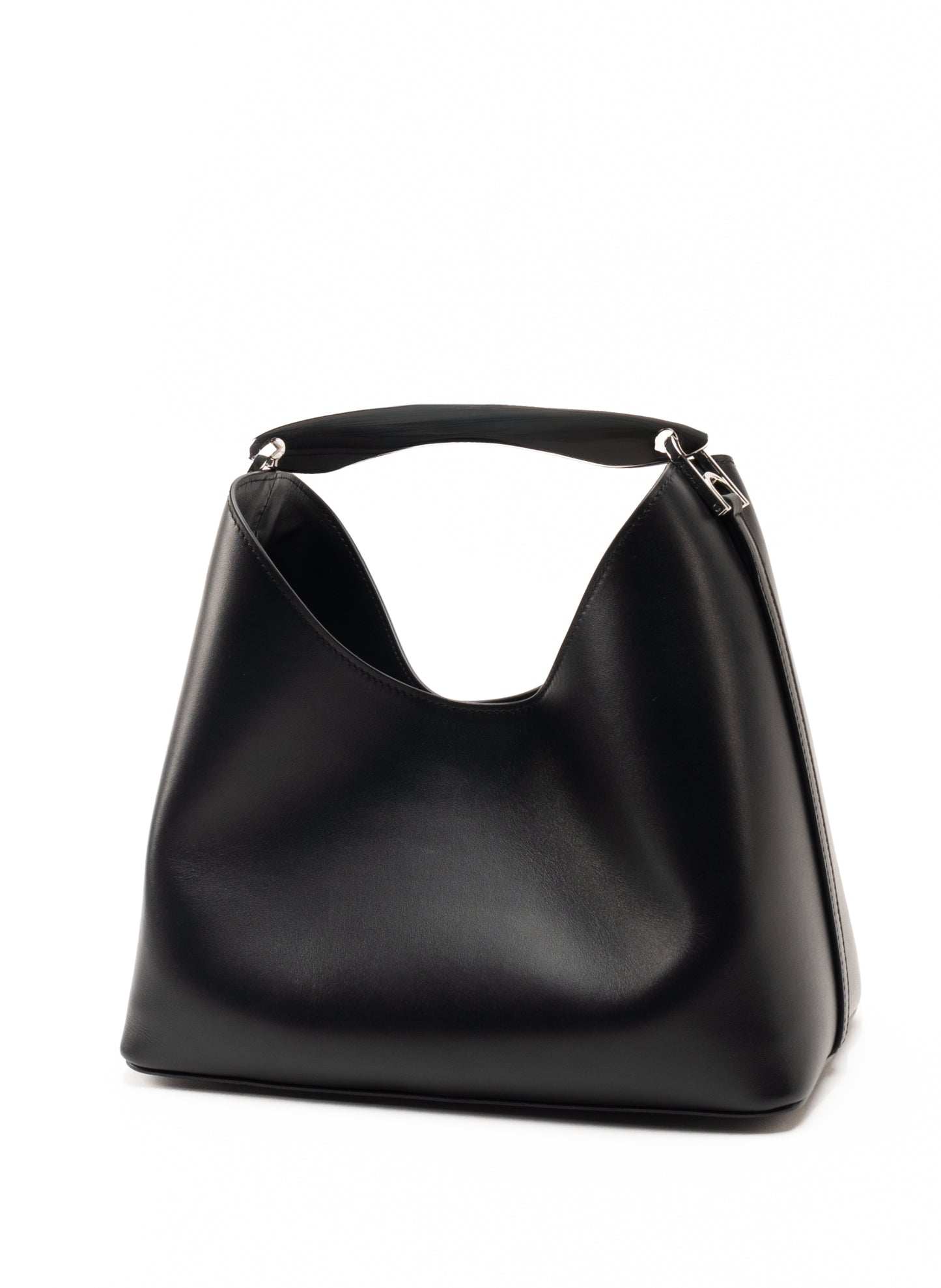 Boomerang Cuir Noir - Argent