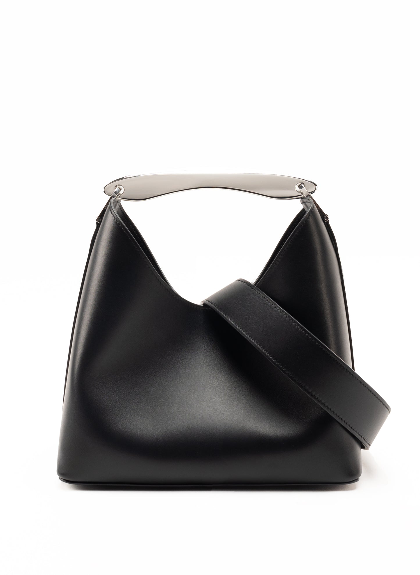 Boomerang Cuir Noir - Argent