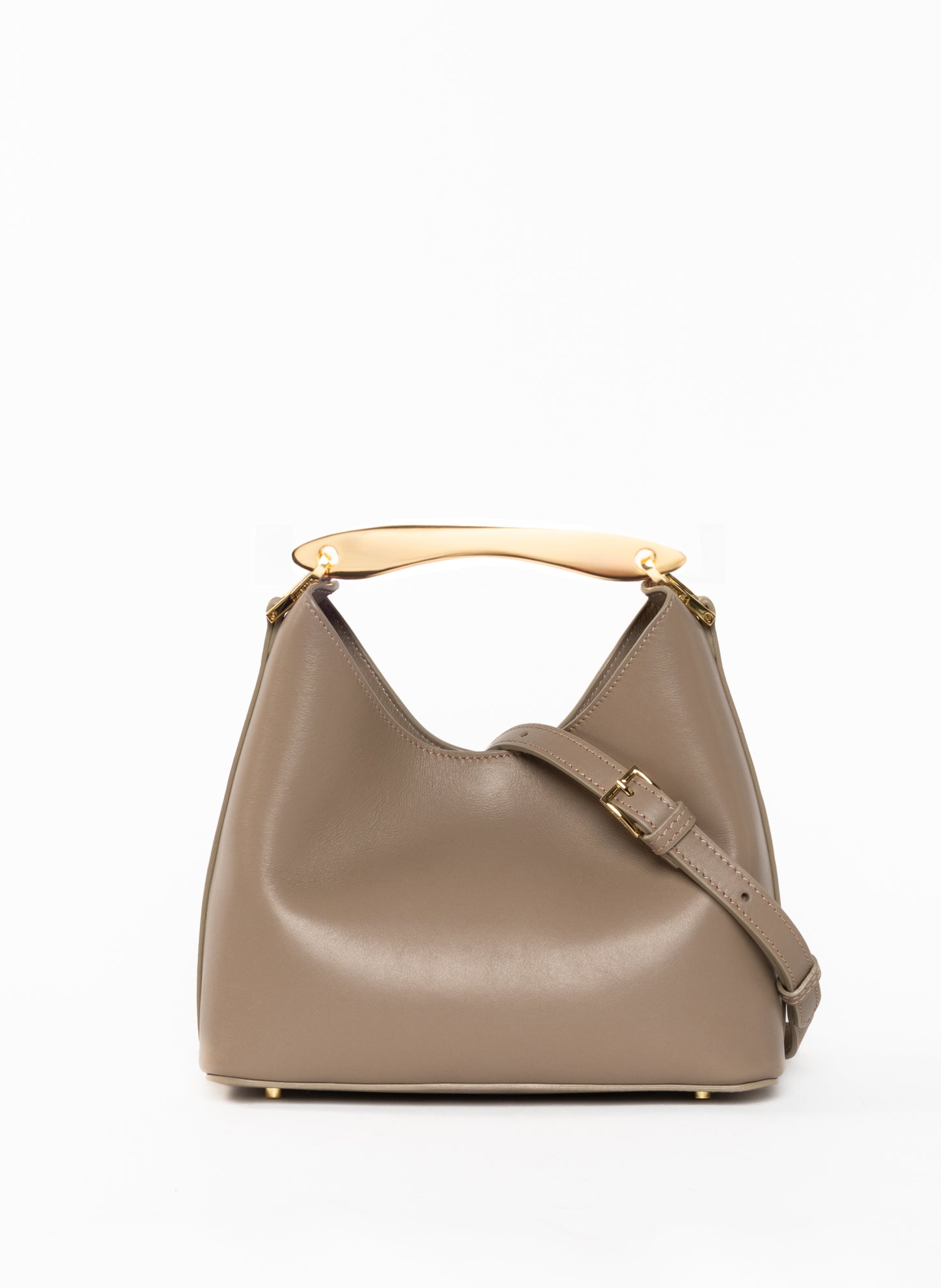 Petit Boomerang Cuir Taupe