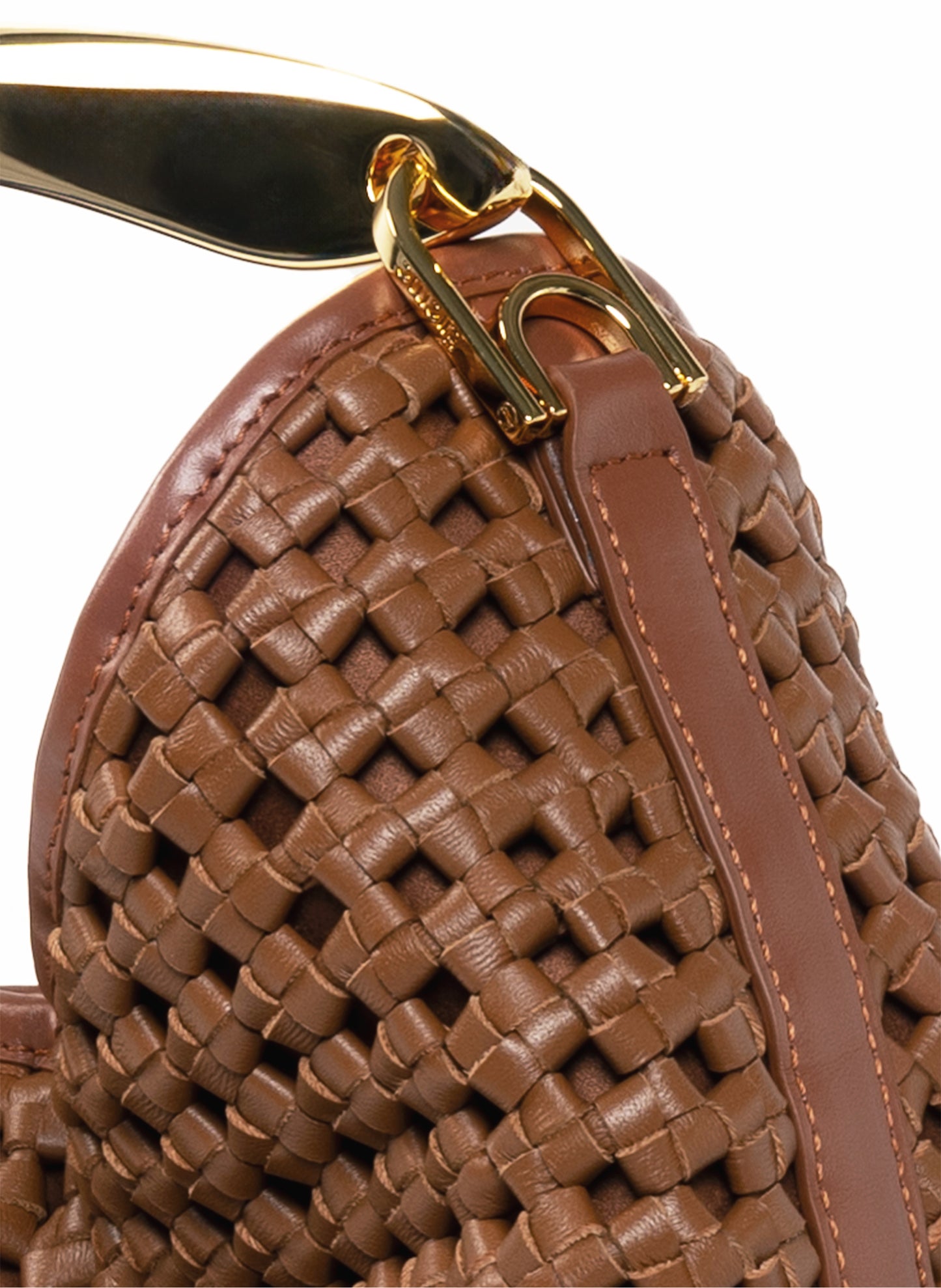 Boomerang cuir tressé Cognac