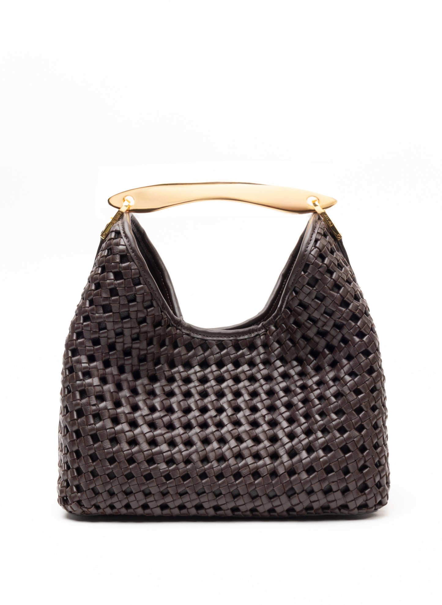 Boomerang Cuir tressé marron foncé