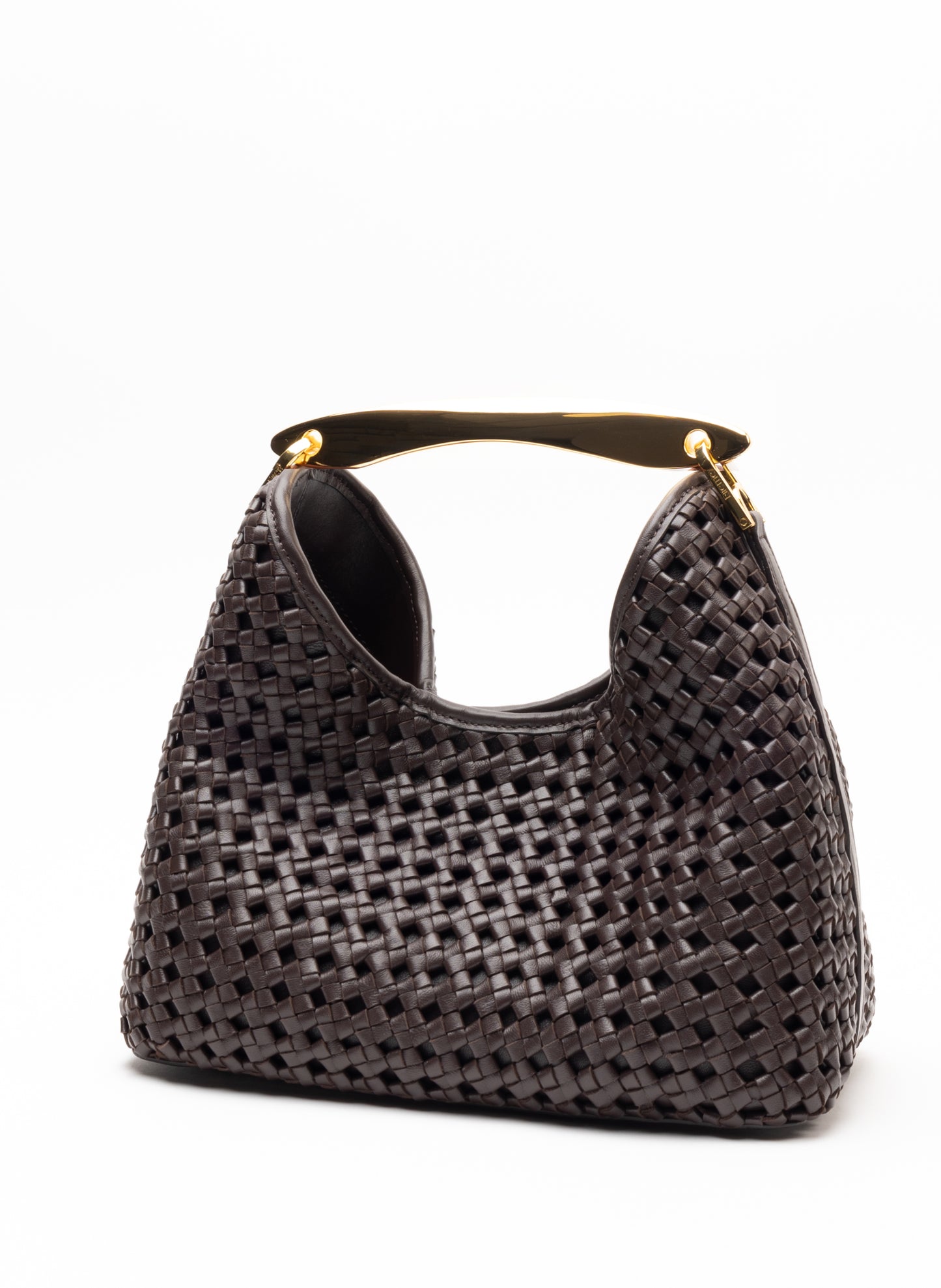 Boomerang Cuir tressé marron foncé