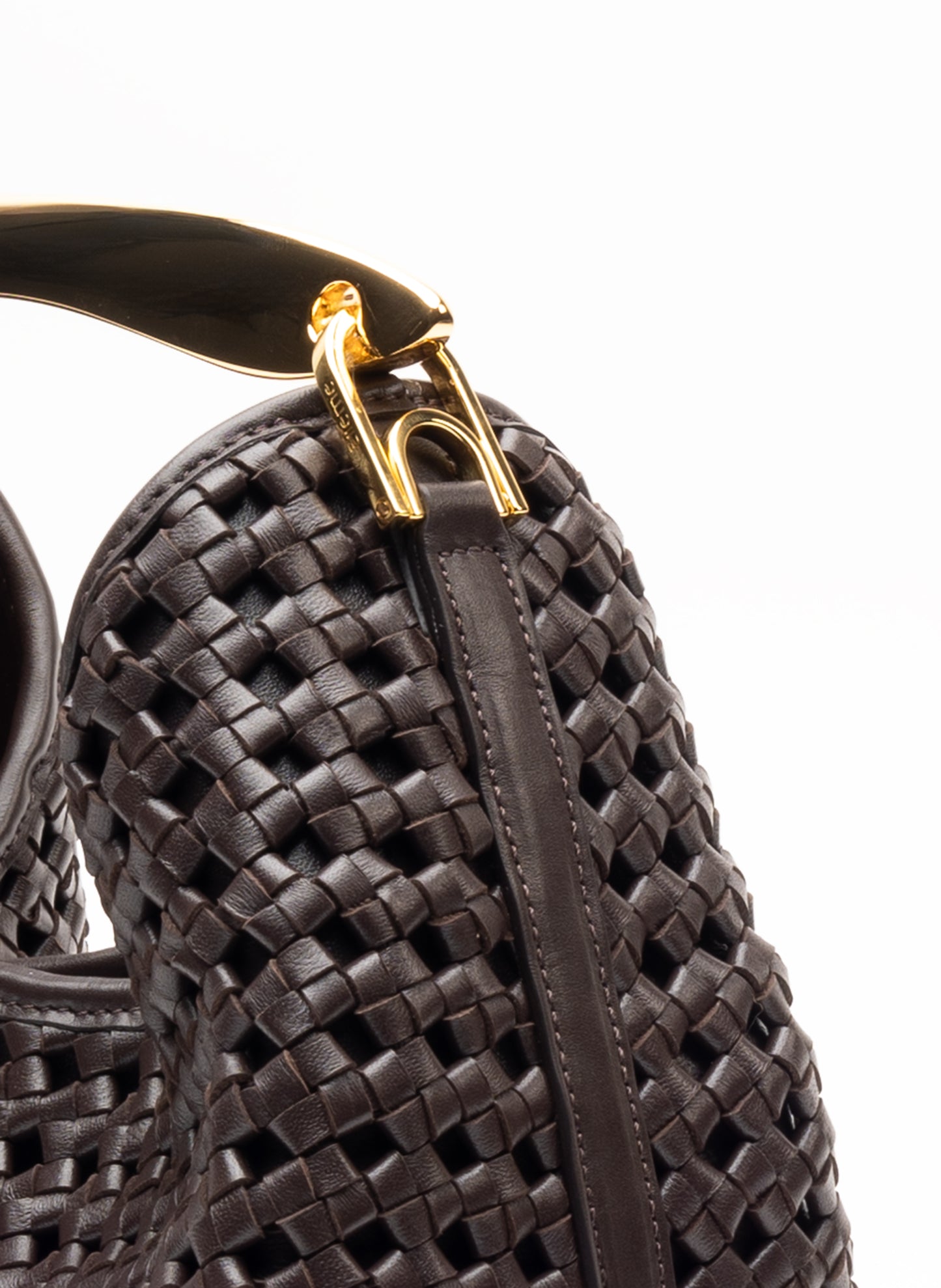 Boomerang Cuir tressé marron foncé
