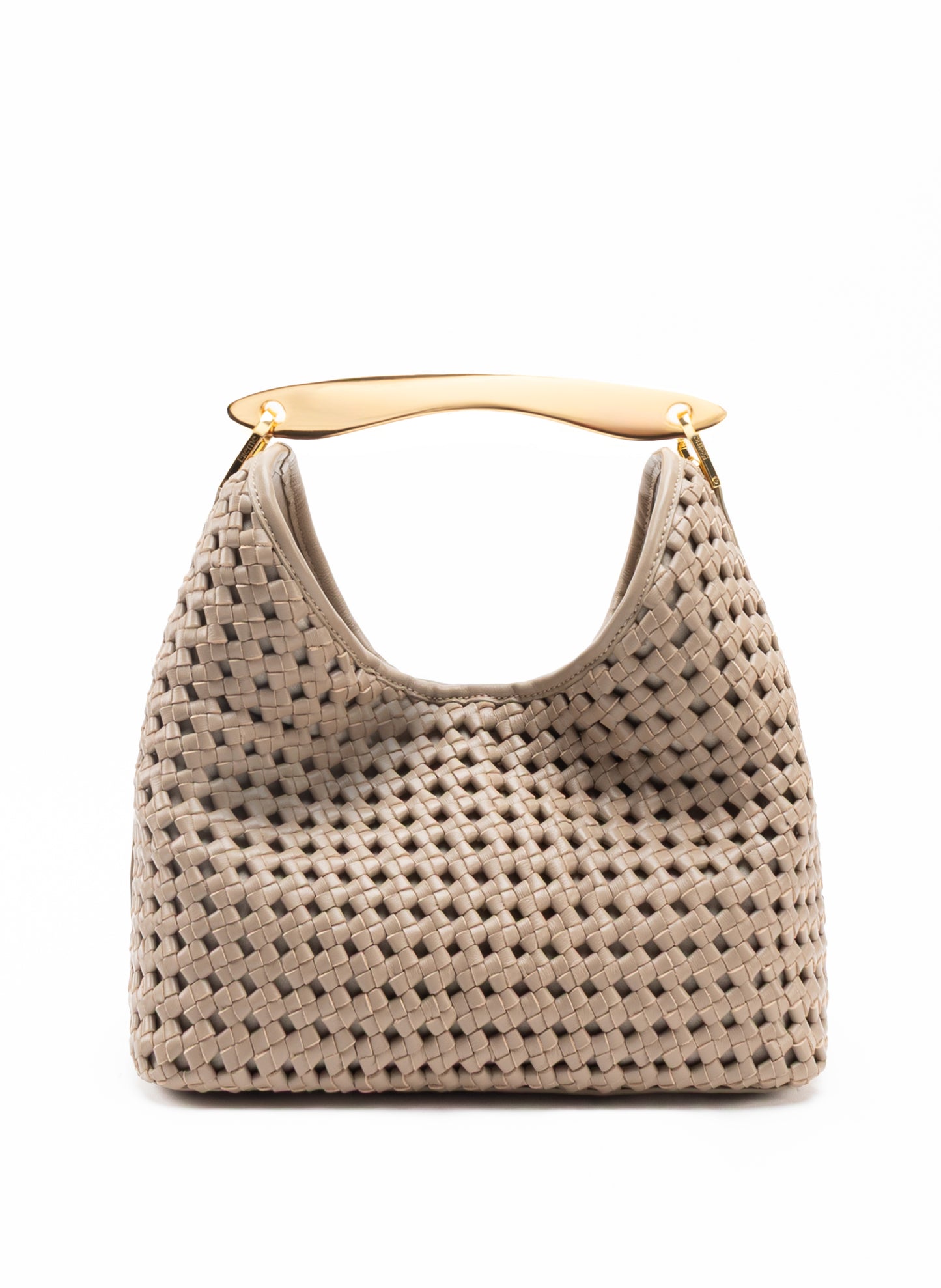 Boomerang Cuir tressé taupe