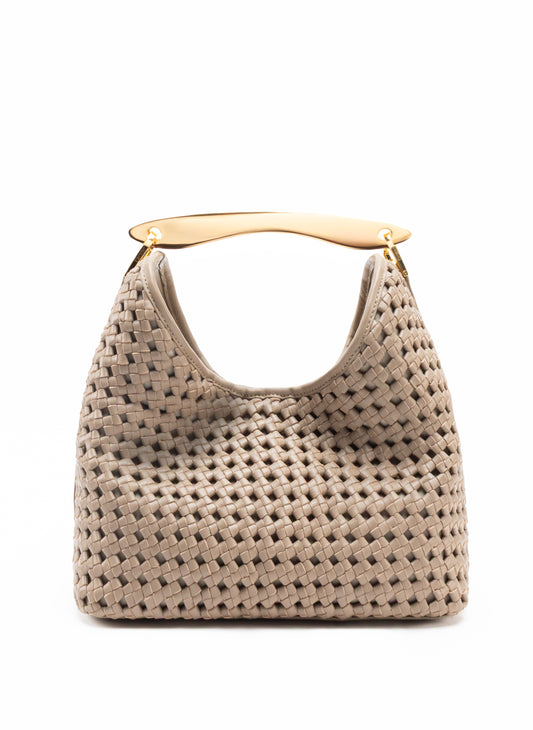 Boomerang Gewebtes Leder Taupe