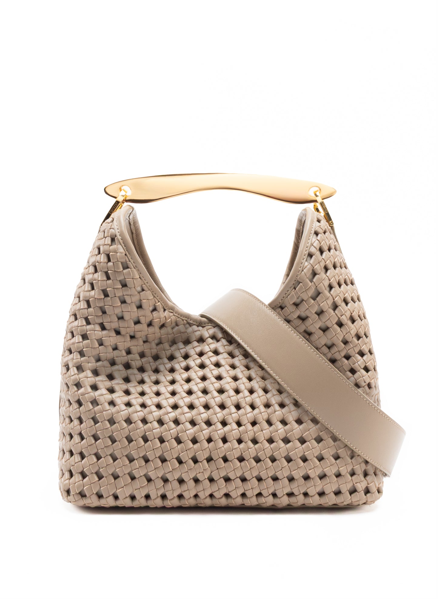 Boomerang Cuir tressé taupe