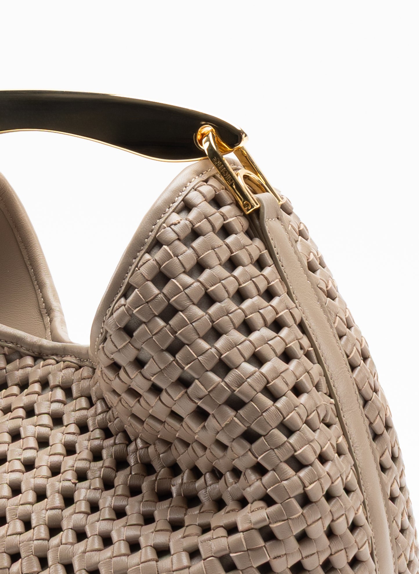 Boomerang Cuir tressé taupe