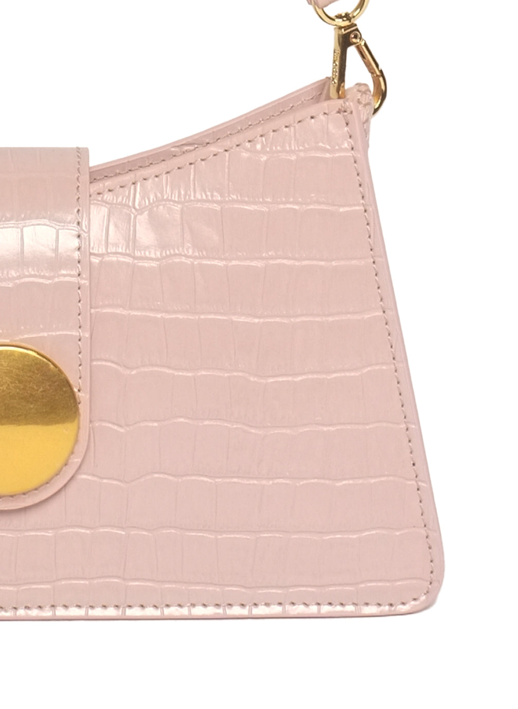 Buckle Shoulder Bag Croco-Print Leather Pink