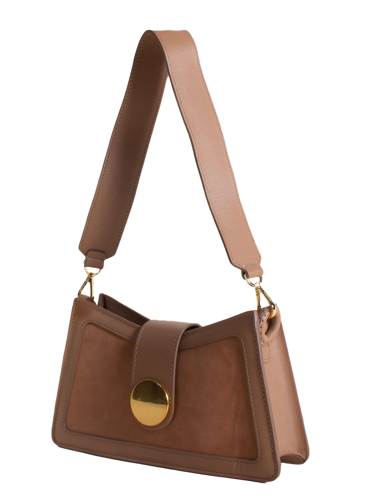 Buckle Shoulder Bag Nubuck/Leather Tan/Camel