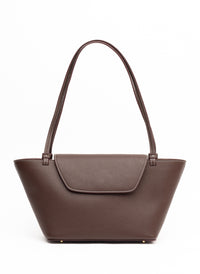 Courrier Tote Pebbled Leather Dark Brown/White Stitches