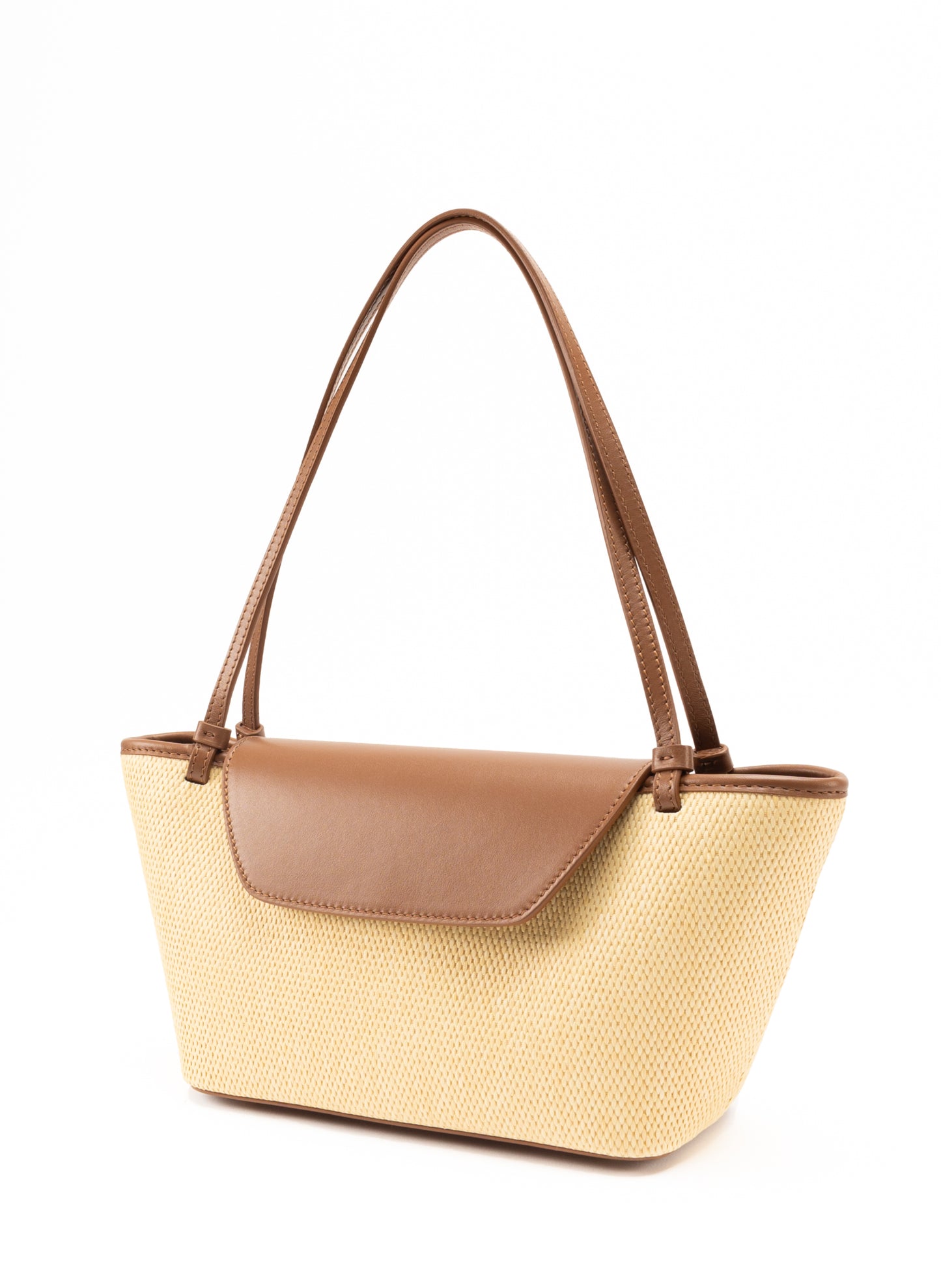 Courrier Tote Raffia/Leder Natur/Cognac