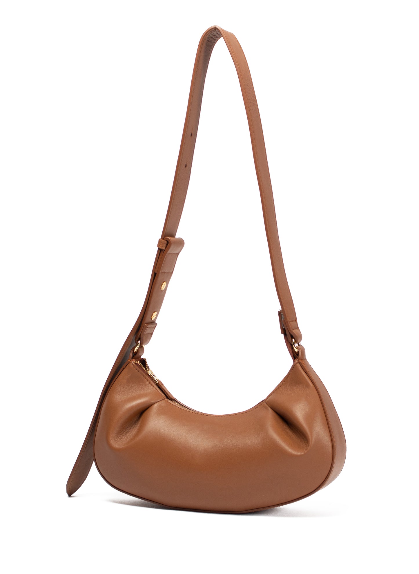 Dimple Moon Small Leather Cognac