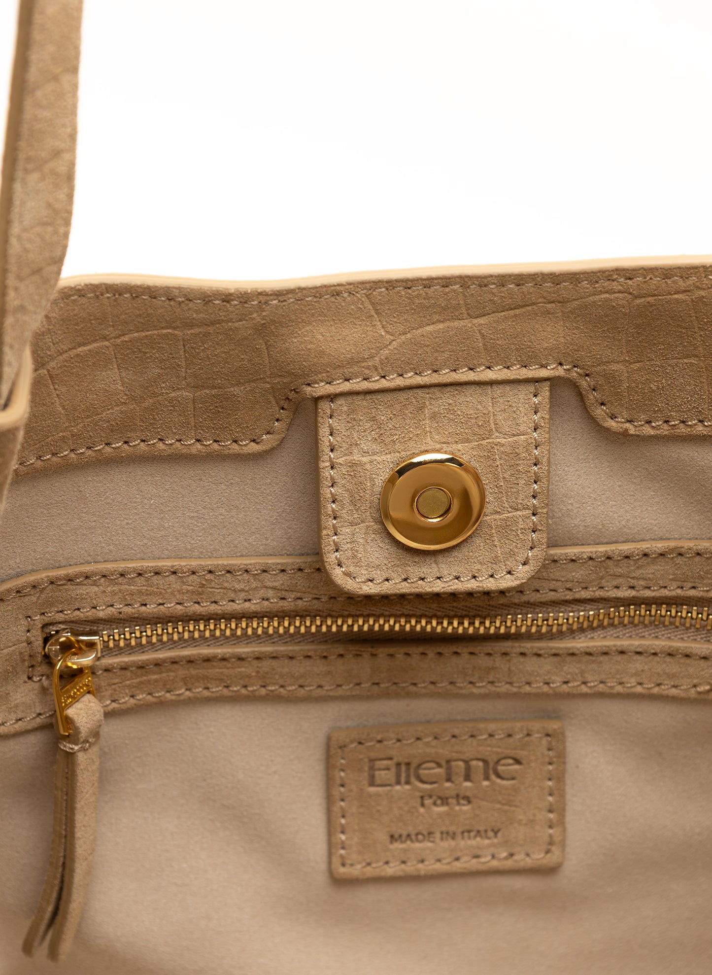 Dimple Tote Croco Suede Beige