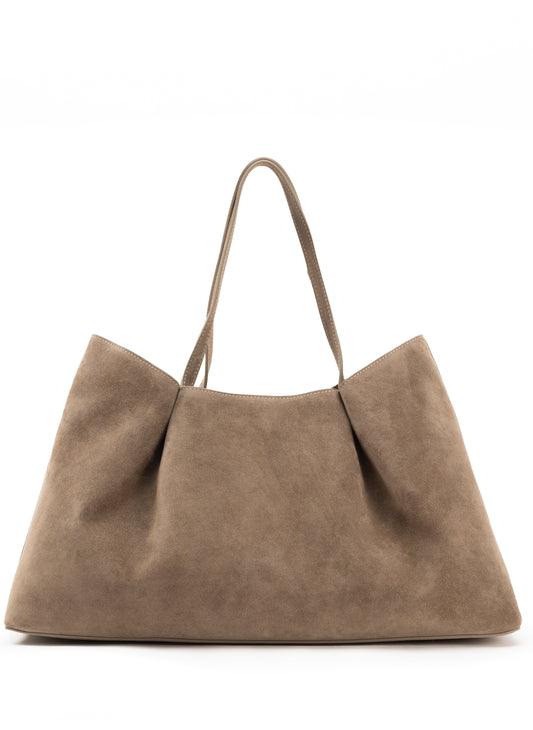 Dimple Tote Suede Taupe
