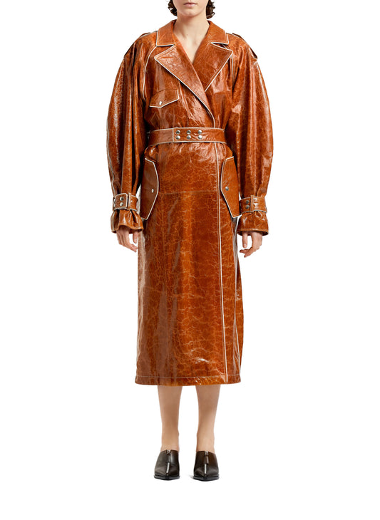 Leather Trench Coat Camel Pre Order Delivery in 3 Weeks