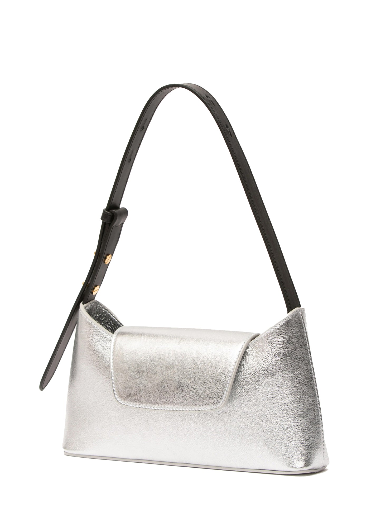 Envelope Metallic Leather Silver/ Black