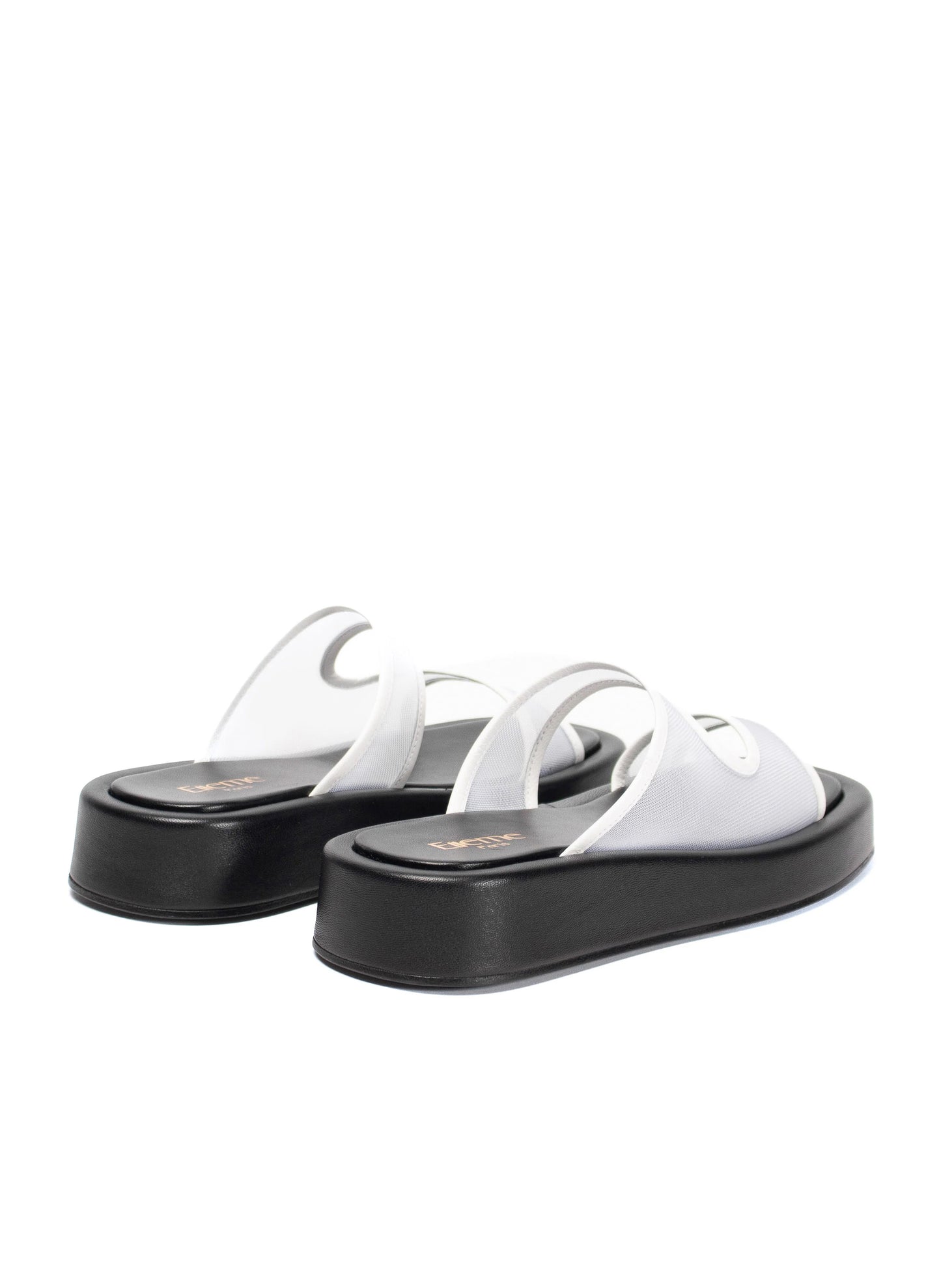 Gemini Slipper Slingback Mesh Fabric Black and White