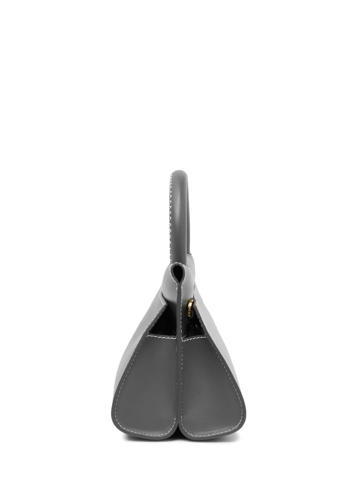 Small Papillon Leather Charcoal Grey/White stitches