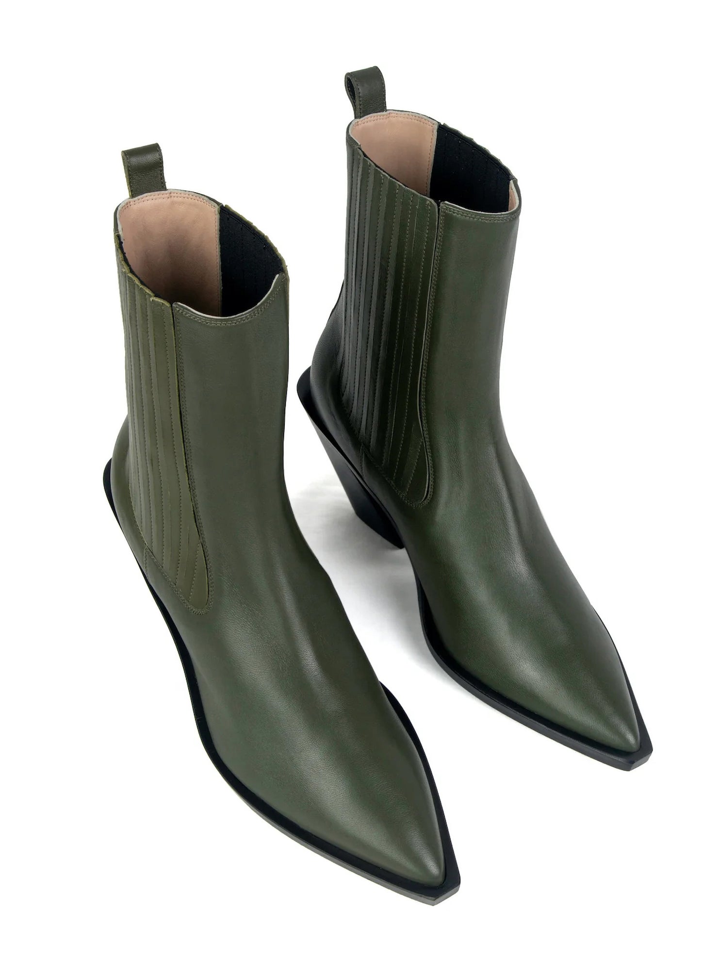 Éclair Boots Elastic Leather Khaki
