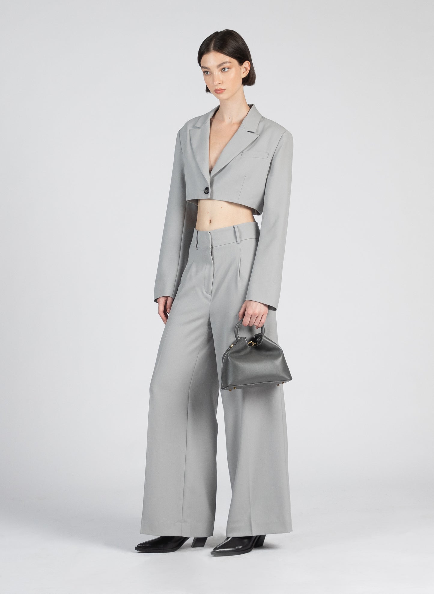 Baozi Leather Charcoal Grey/White Stitches