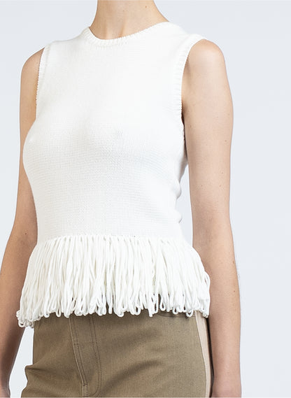 Knit top With Fringe/Off White