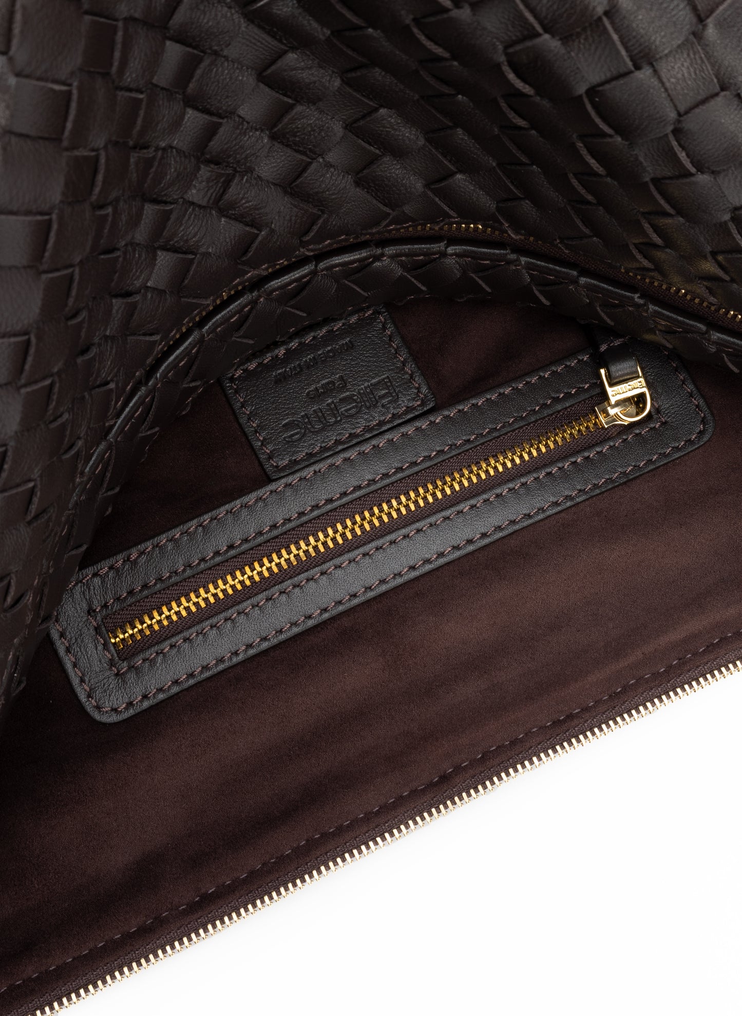Trousse Large Woven Leather Dark Brown