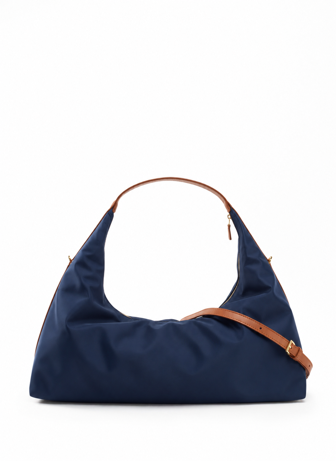 Le Nylon Large Nylon/Leather Trimming Navy/Cognac