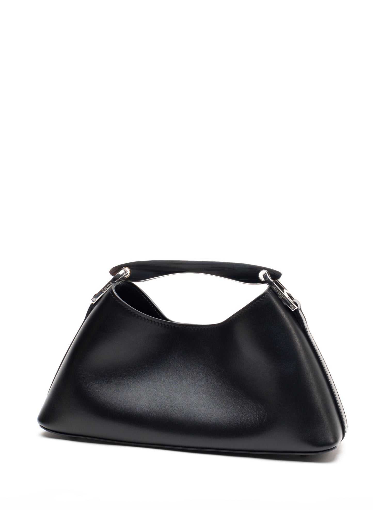 Mini Boomerang Cuir Noir - Argent