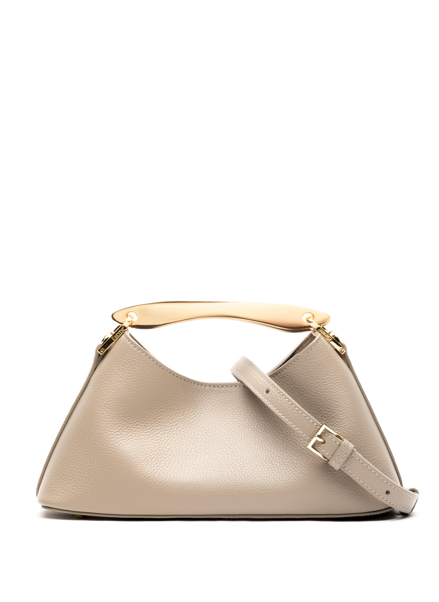 Mini Boomerang Cuir grainé taupe - doré