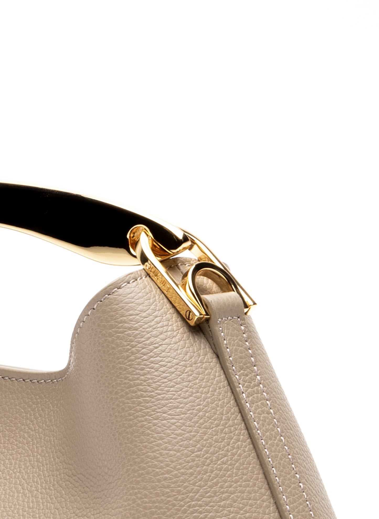 Mini Boomerang Cuir grainé taupe - doré