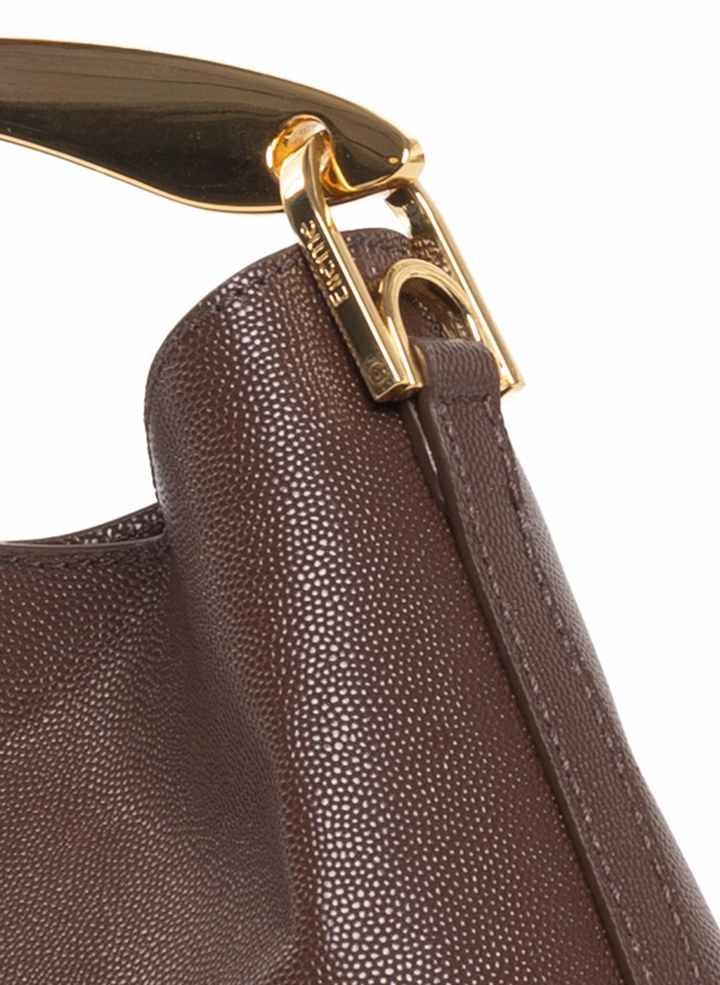 Mini Boomerang Cuir Caviar Marron Foncé