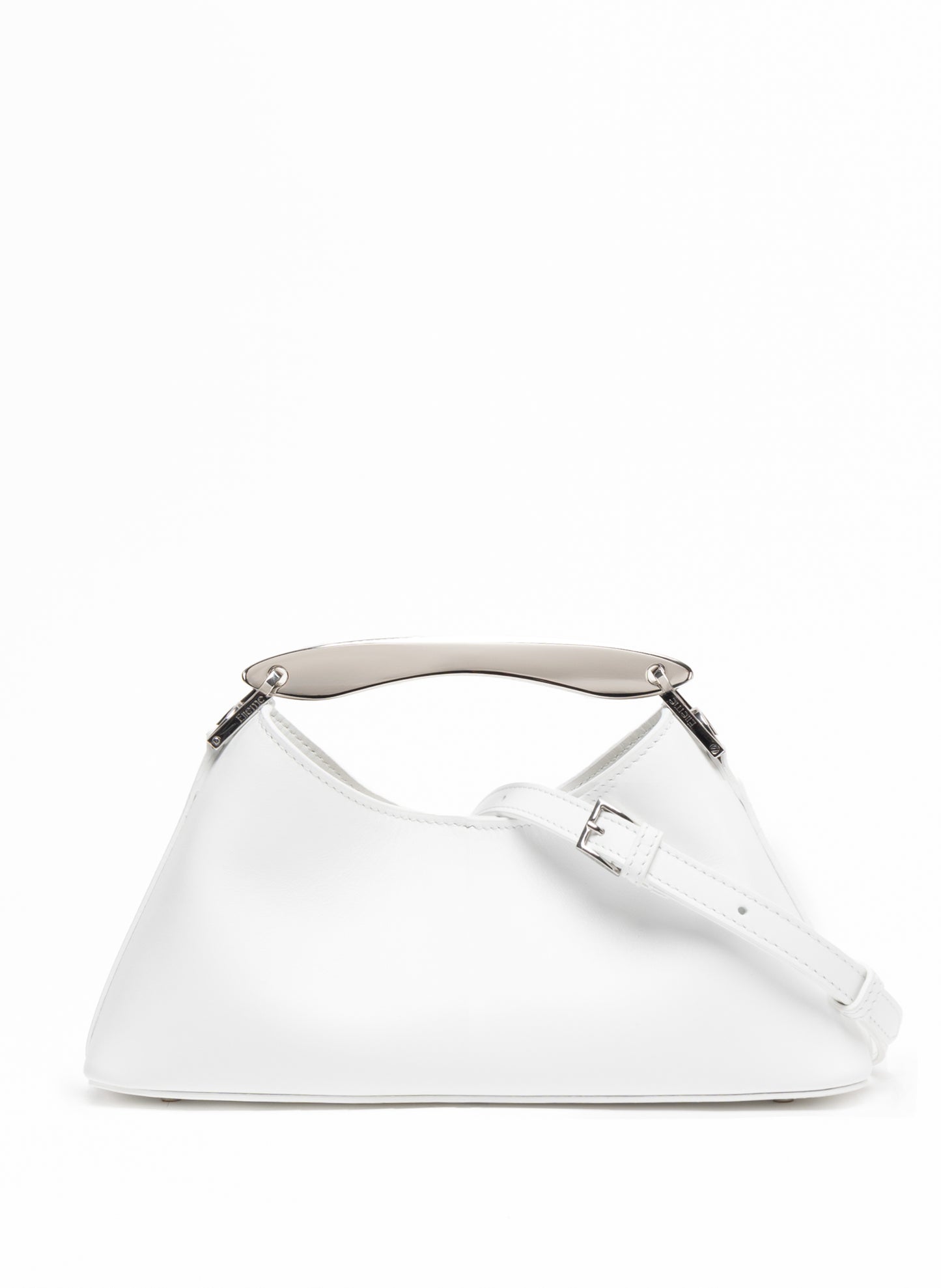 Mini Boomerang Cuir Blanc - Argent
