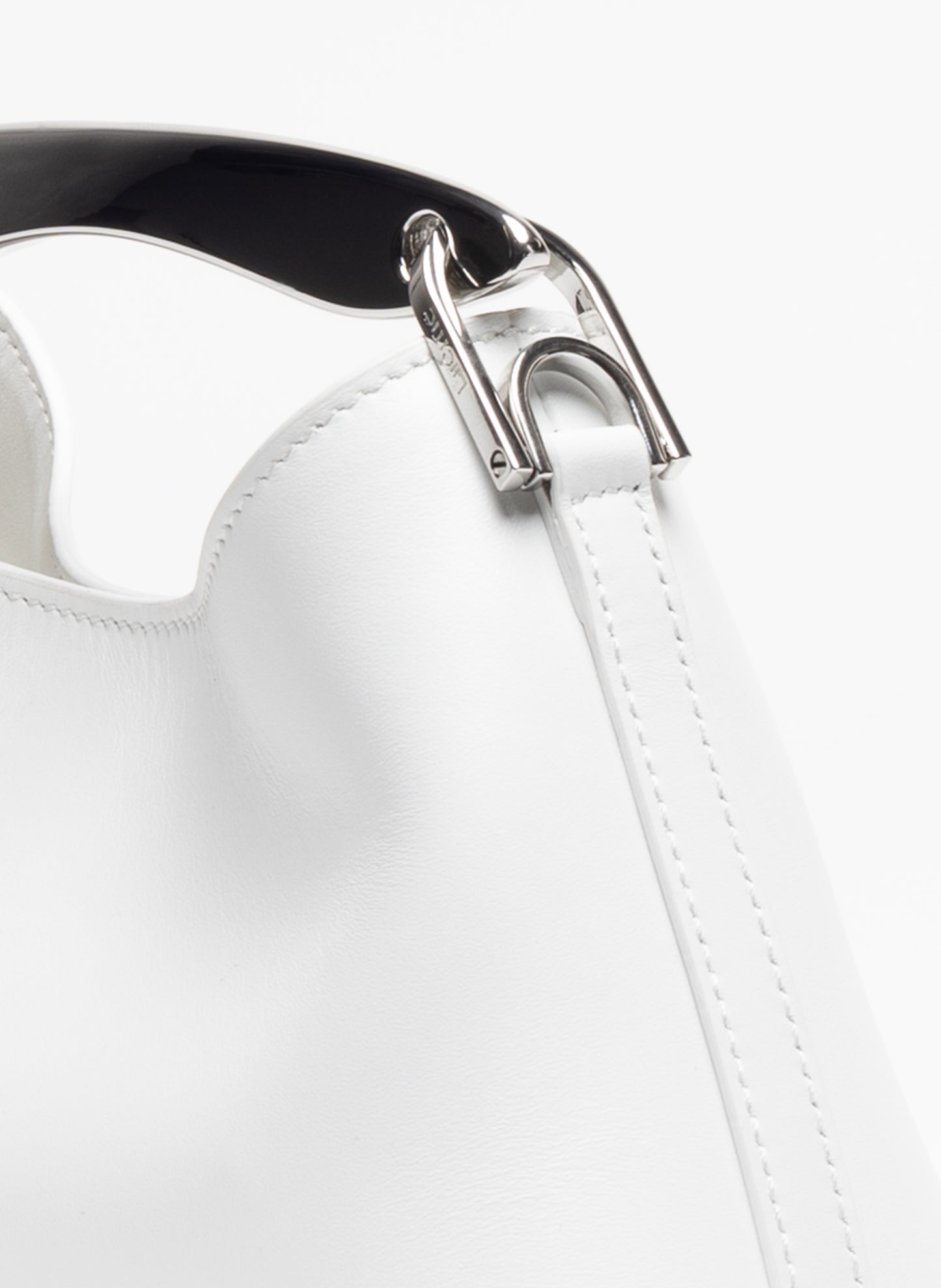 Mini Boomerang Cuir Blanc - Argent