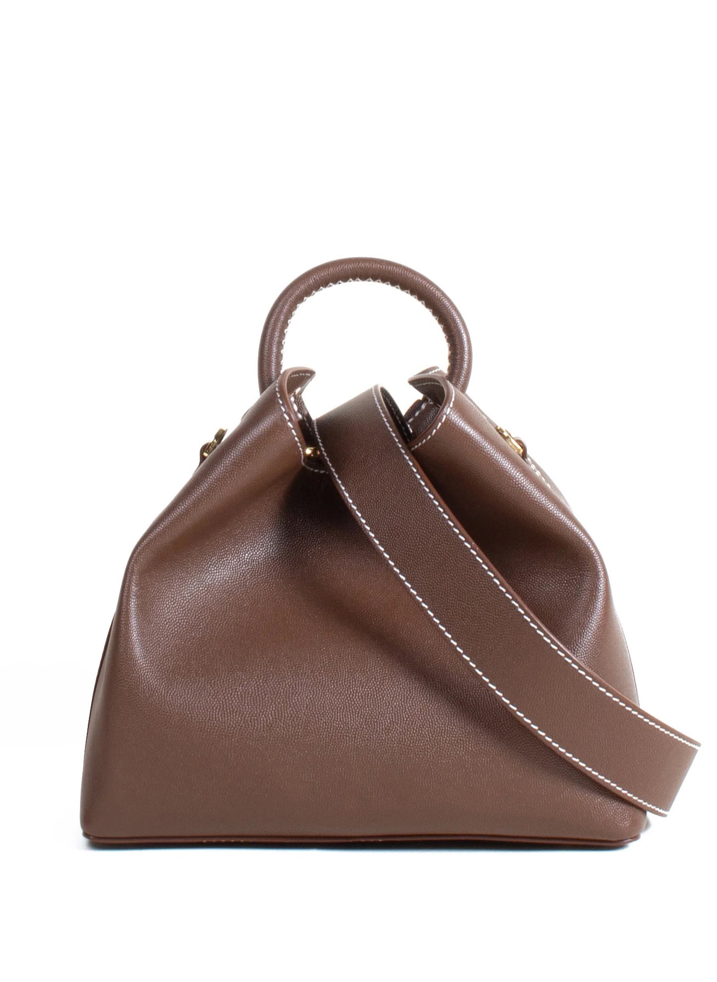 Raisin Caviar Leather Brown White stitches