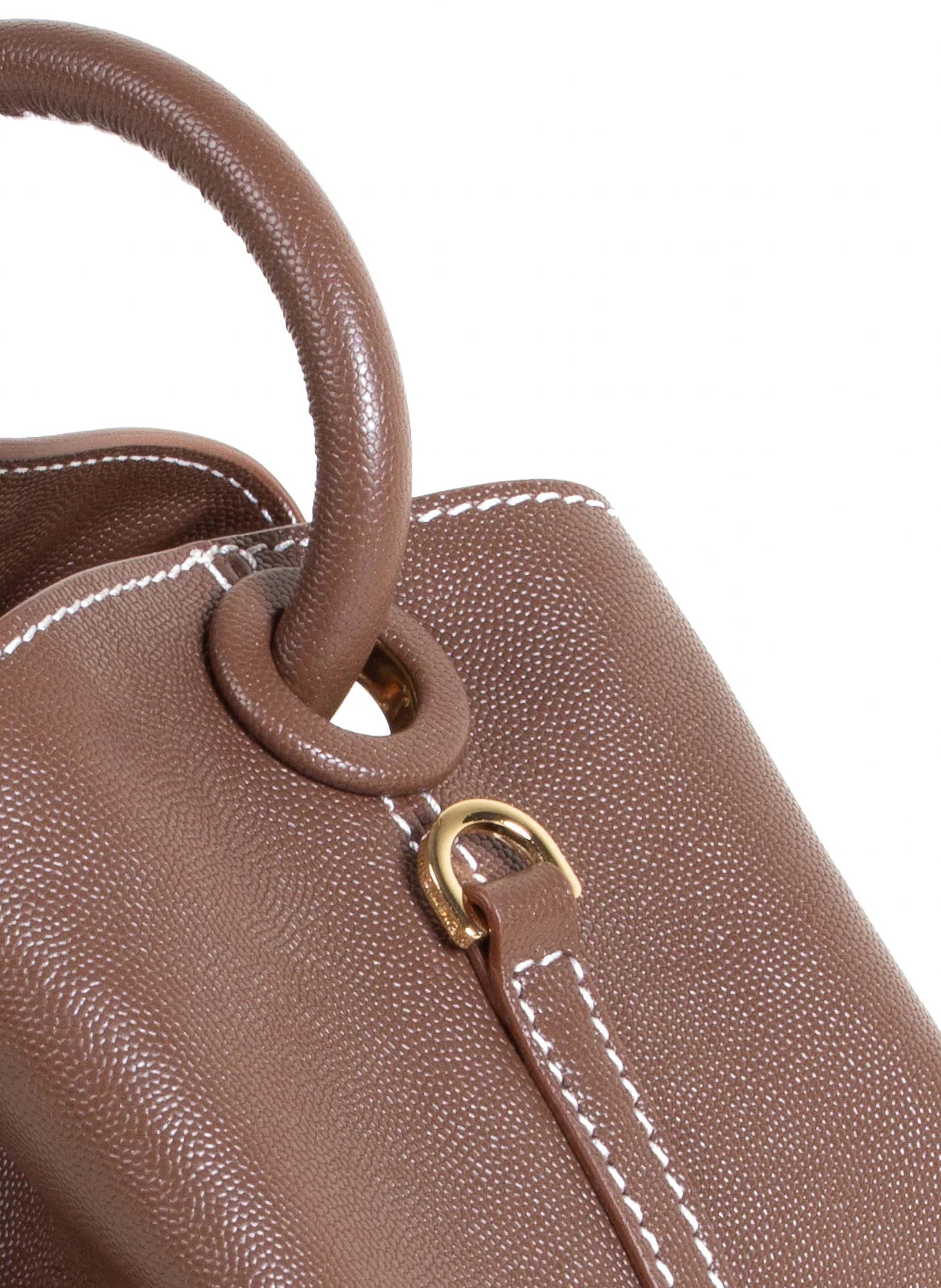 Raisin Caviar Leather Brown White stitches