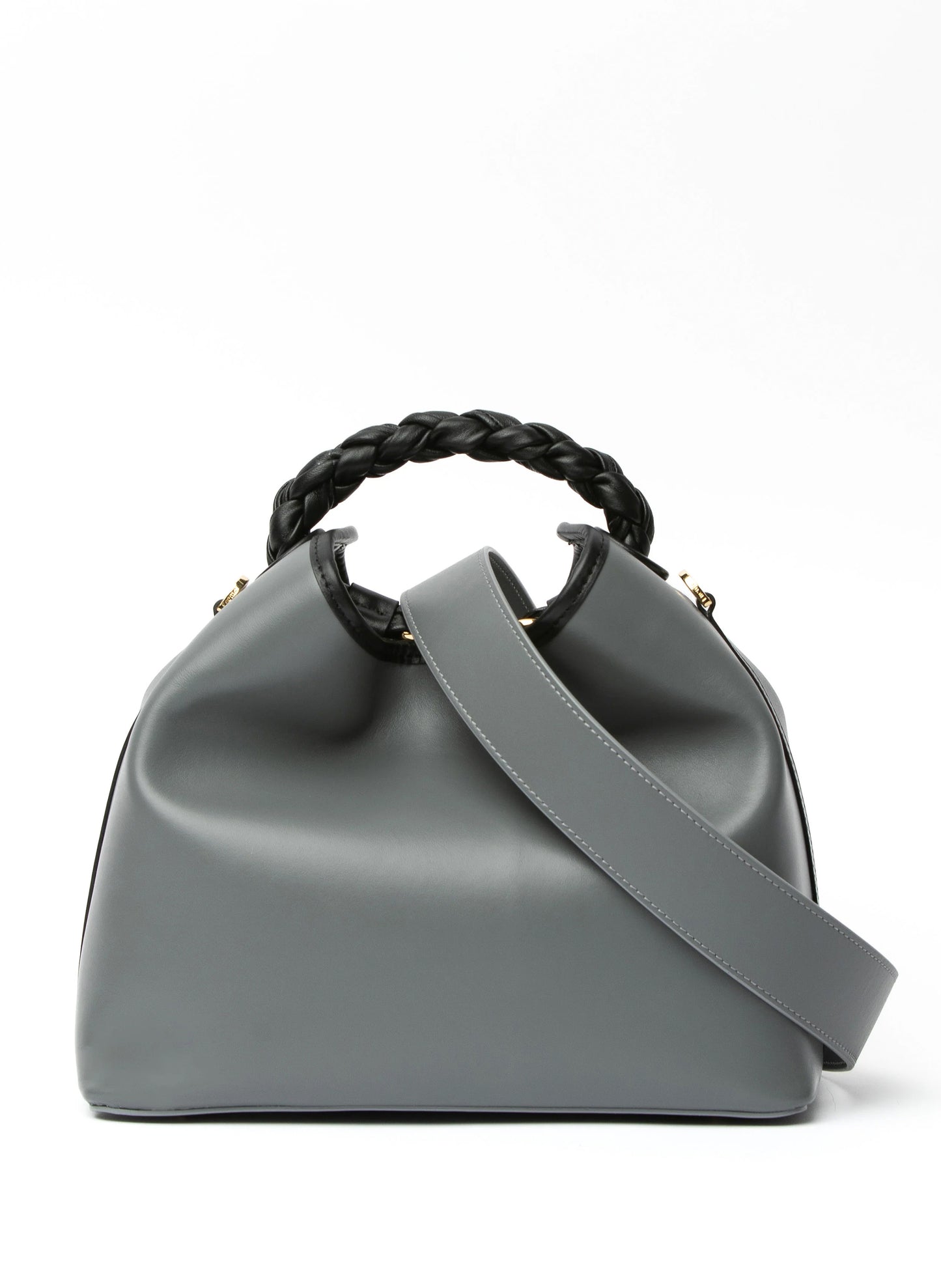 Raisin Tresse Leather Charcoal/Black