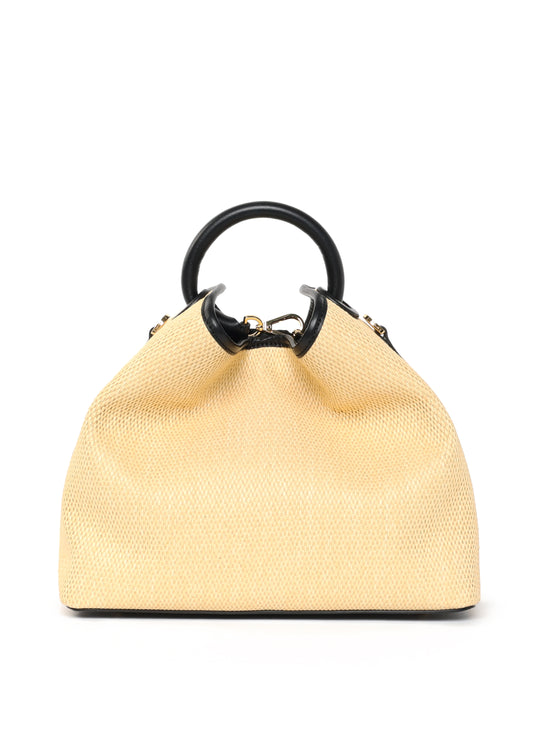 Raisin Raffia/Leder Natur/Schwarz