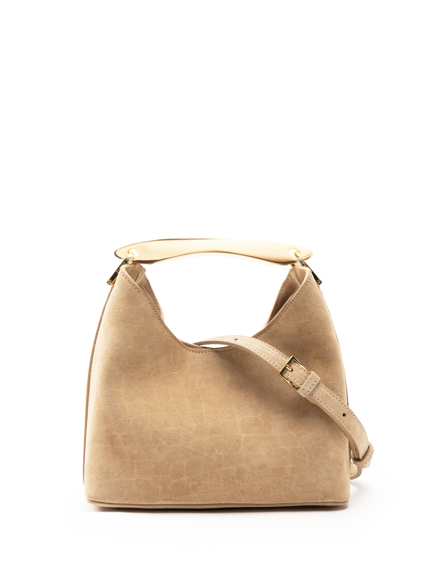 Small Boomerang Croco Suede Beige