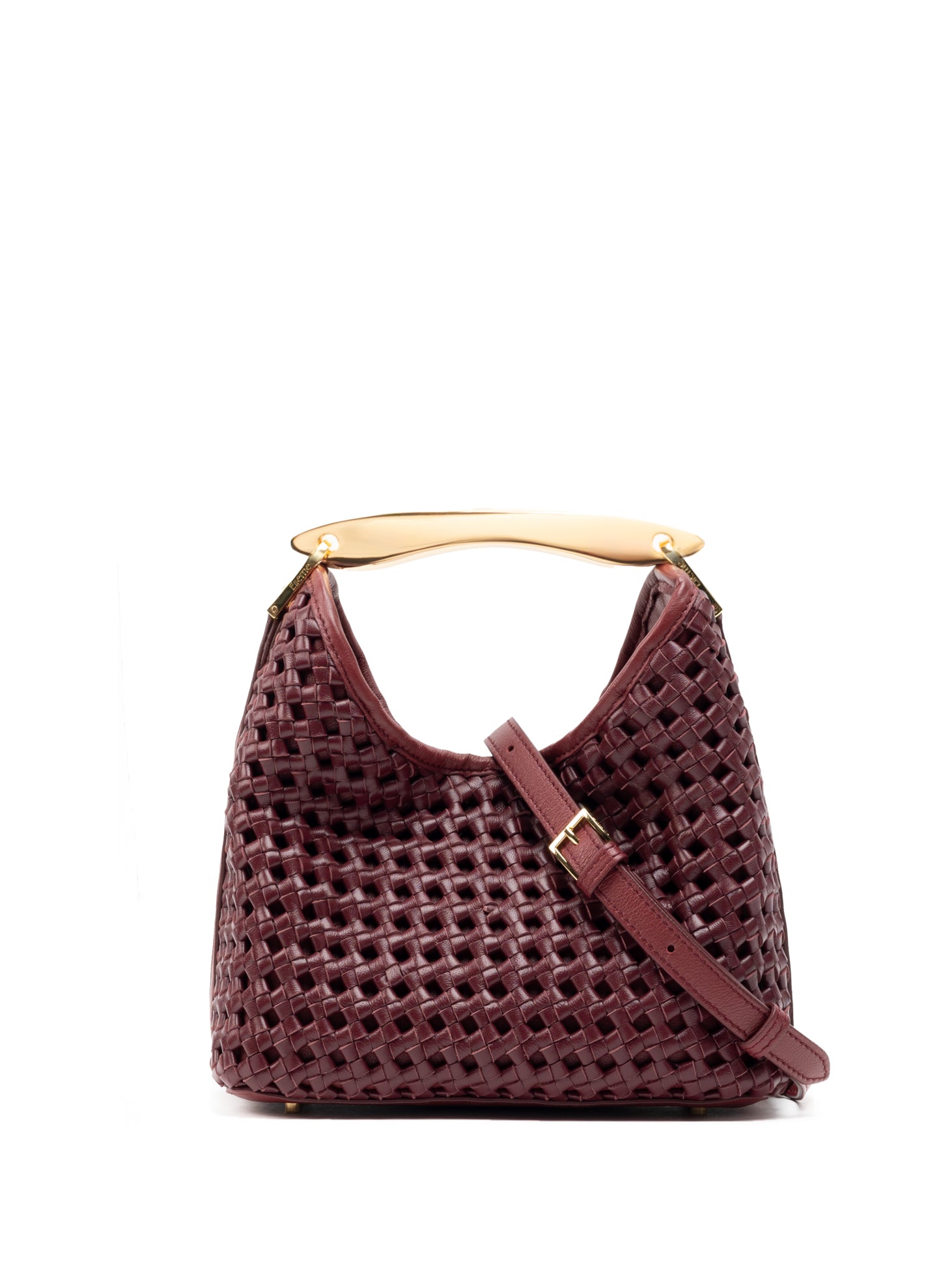 Petit Boomerang Cuir Tressé Bourgogne