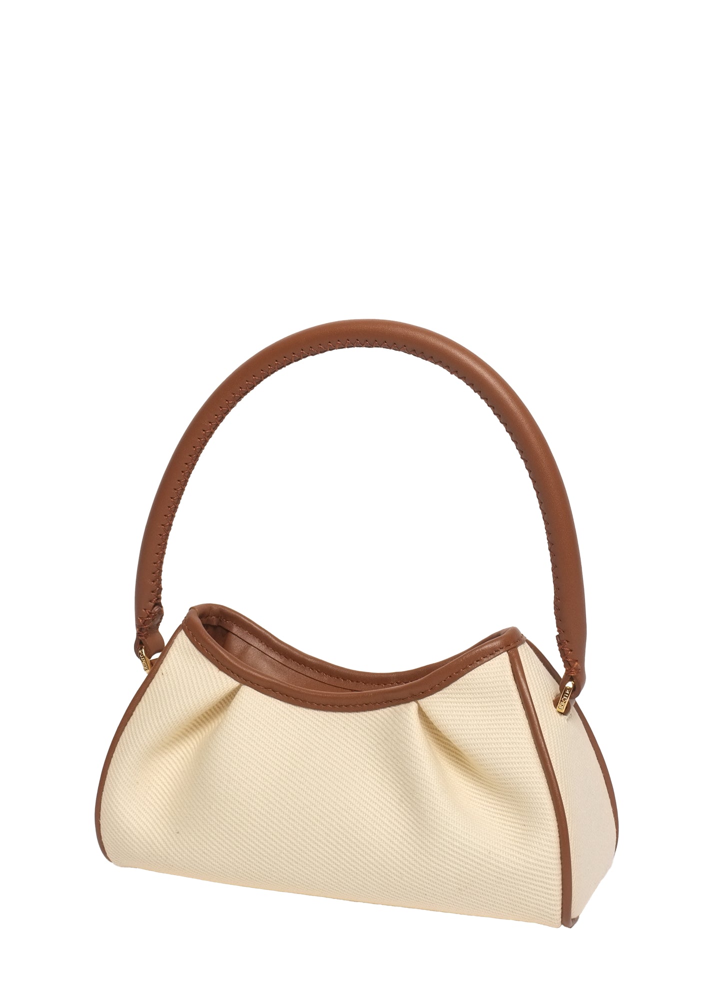 Small Dimple Canvas White/Cognac